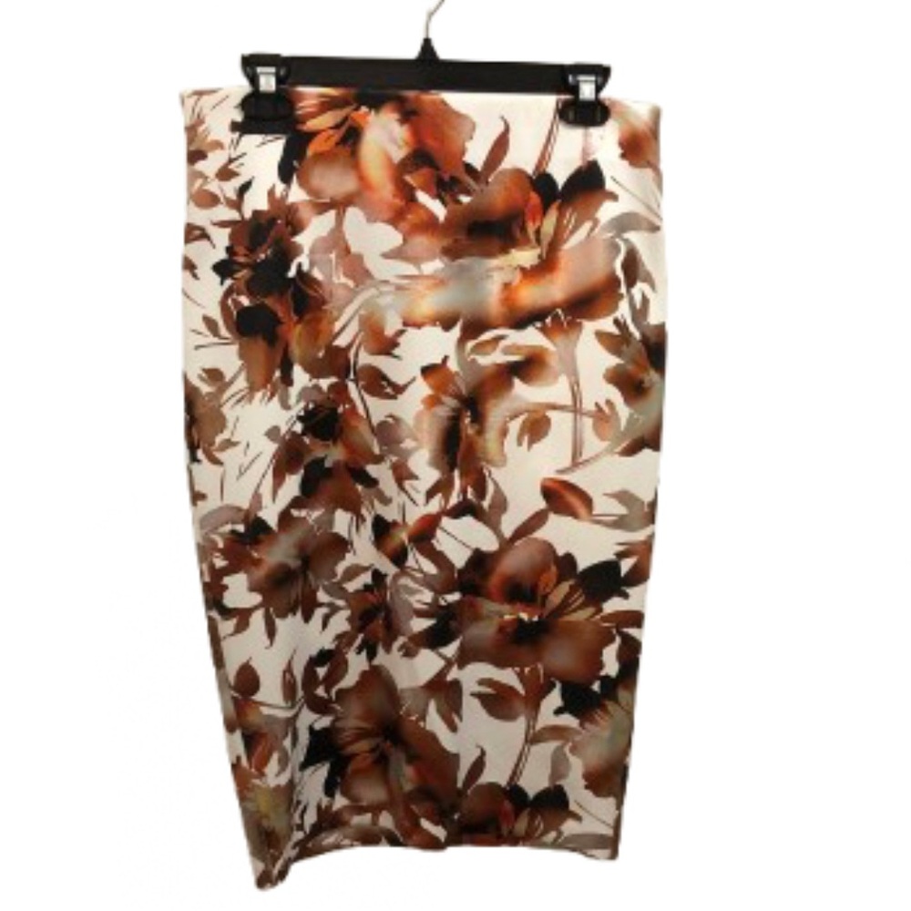 ECI NEW YORK FLORAL PENCIL SKIRT • METALLIC FABRIC • Sz M